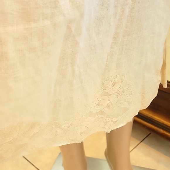 Vintage Peggy Jennings Cache Womens Linen Crew Neck Lace Dress - Picture 3 of 11